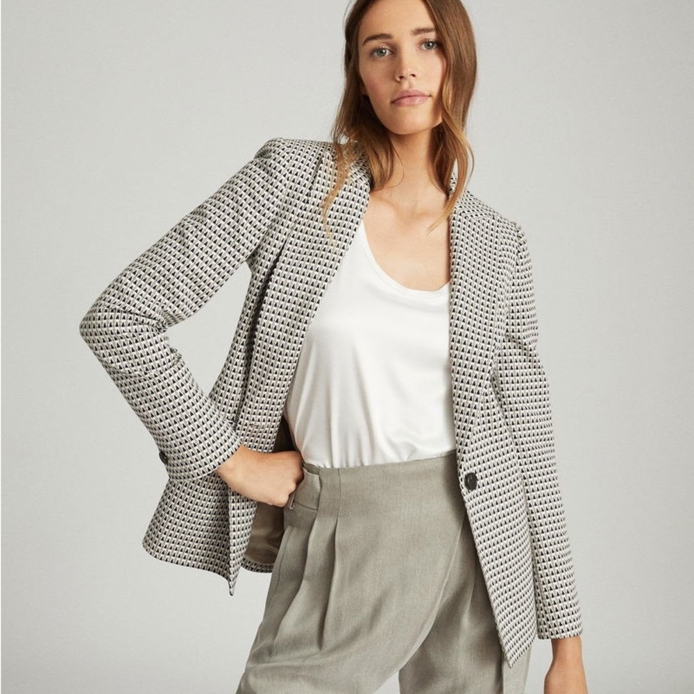 Reiss Astara Cotton Blend Tailored Blazer